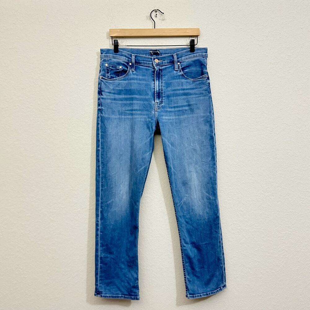 MOTHER The Mid Rise Rider Ankle Jeans Blue Lhasa Love Denim Straight